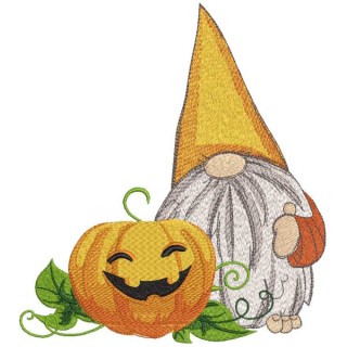 Happy fall gnome with harvest embroidery design - Embroidery Design