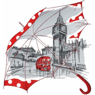 London umbrella embroidery design - Embroidery Design