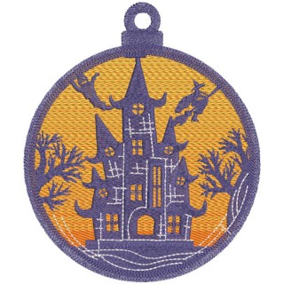 Halloween sign scary house embroidery design - Embroidery Design