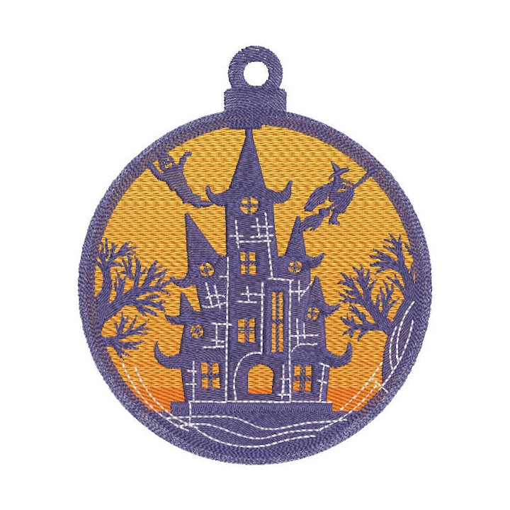 Halloween sign scary house embroidery design - Embroidery Design