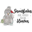 Snowflakes are kisses from heaven embroidery design preview showcasing intricate details and vibrant colors.