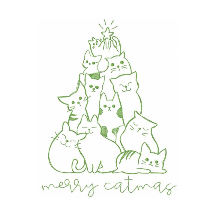 Merry catmas embroidery design - Embroidery Design