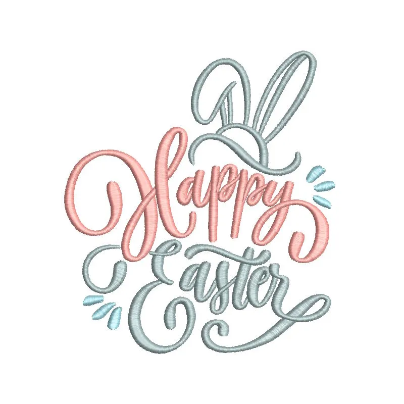 Happy Easter Bunny hat embroidery design preview showcasing vibrant colors and detailed stitching.