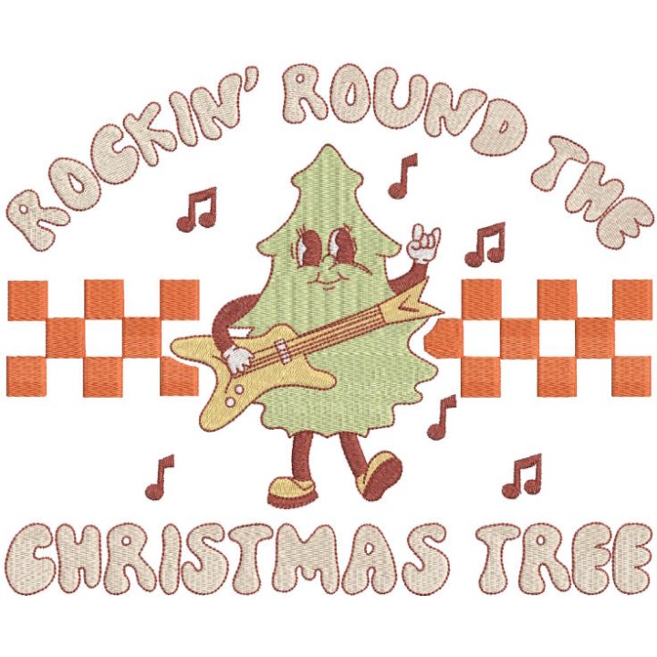 Rockin Around The Christmas Tree embroidery design - Embroidery Design