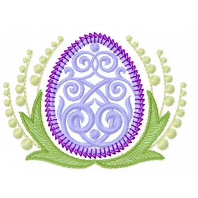 Easter egg spring decor embroidery design preview showcasing vibrant colors and detailed stitching.
