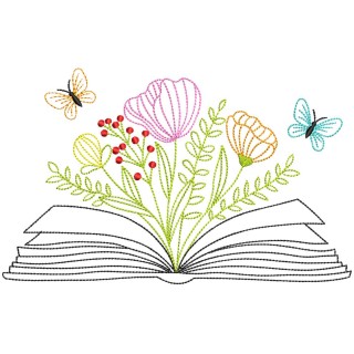 Floral Book embroidery design - Embroidery Design