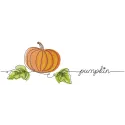 Fall Pumpkin with leaves embroidery design preview. Filename hint: fall pumpkin with leaves embroidery design.