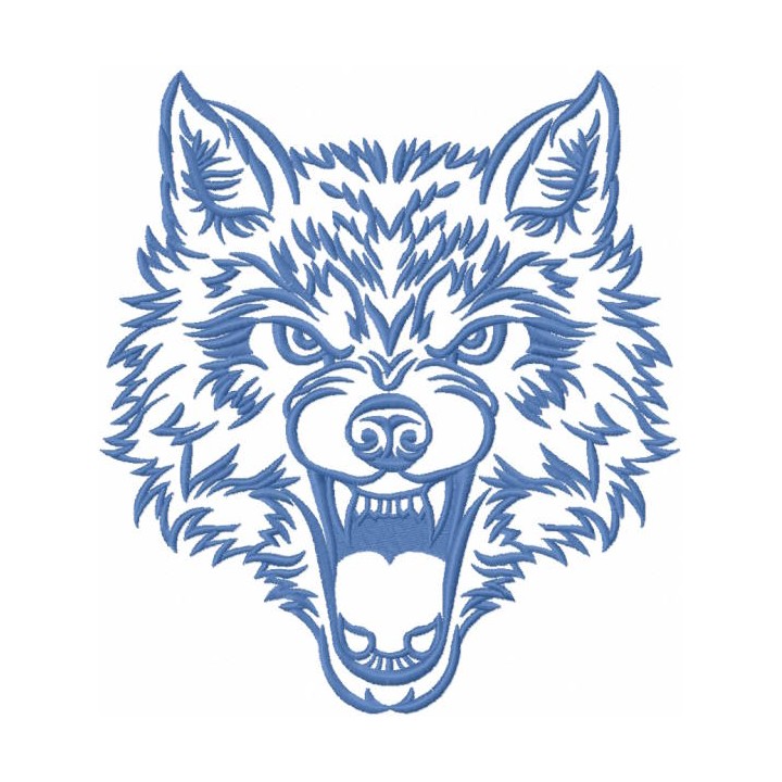 Angry wolf muzzle embroidery design - Embroidery Design