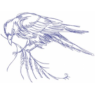 Crow on a branch embroidery design - Embroidery Design