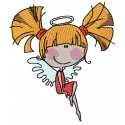 Angel girl for pocket embroidery design preview showcasing intricate details and vibrant colors.