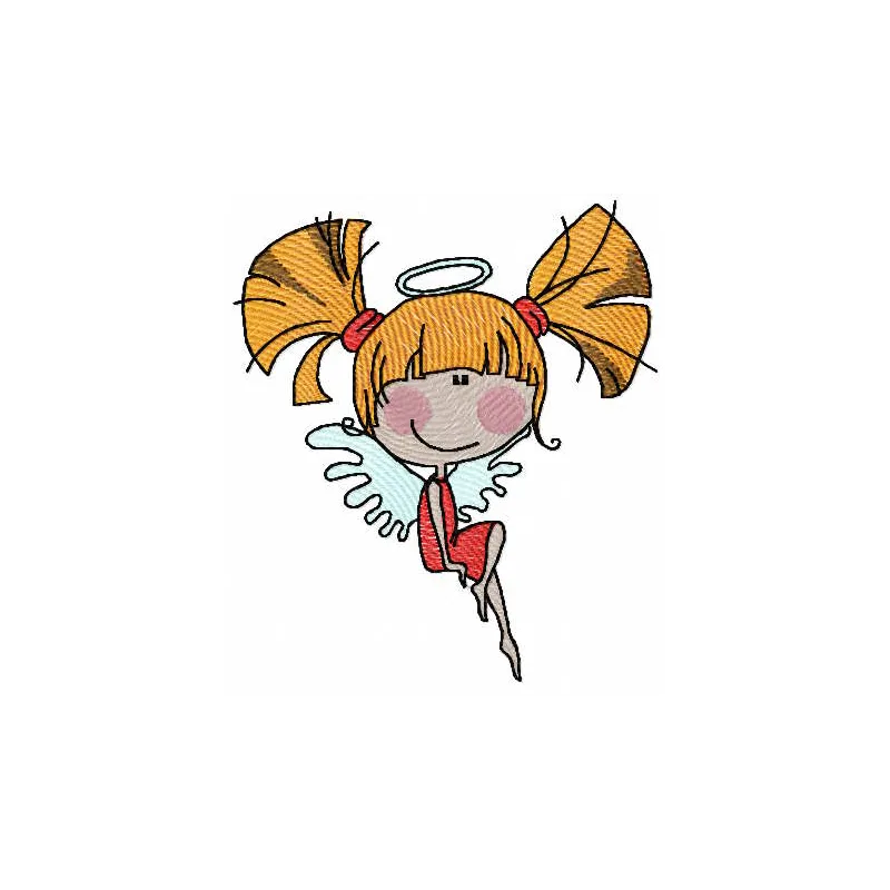 Angel girl for pocket embroidery design preview showcasing intricate details and vibrant colors.