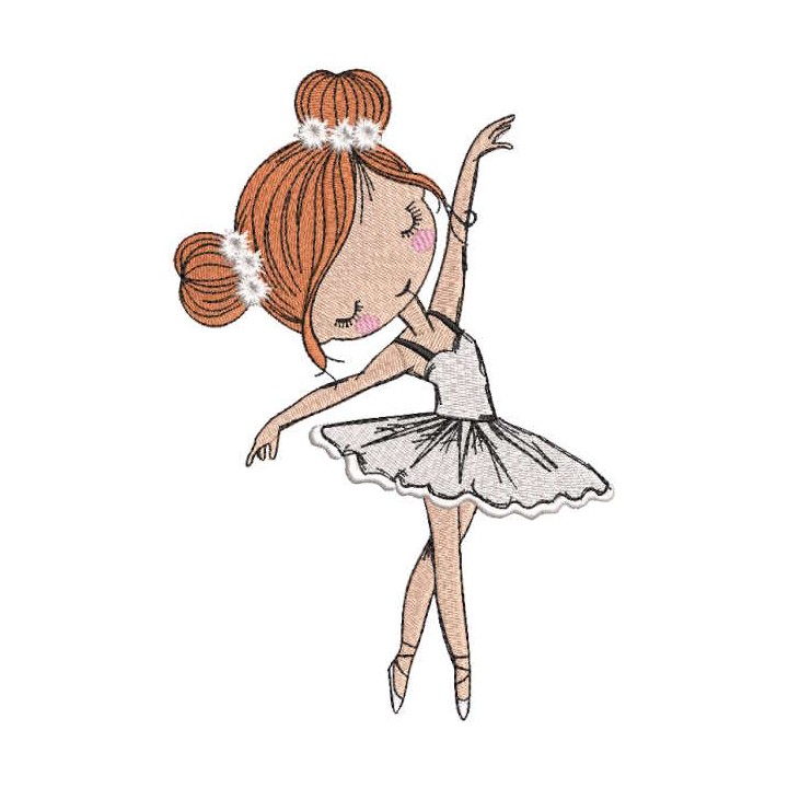 Young ballerina in dance embroidery design - Embroidery Design