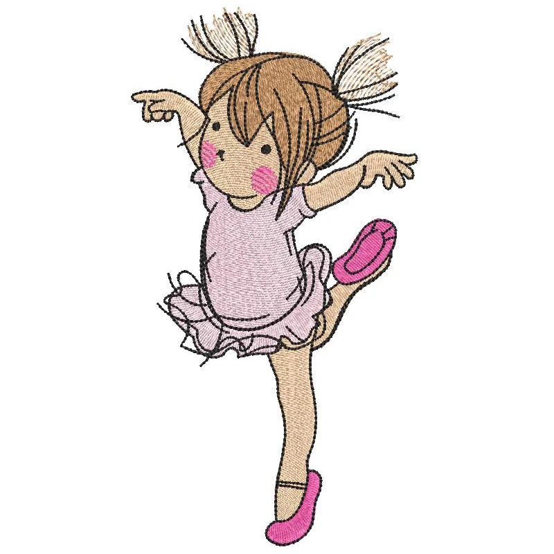 Embroidery design preview of 'first success of young ballerina embroidery design' showcasing delicate stitching.