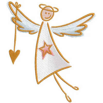 Angel child drawing embroidery design preview showcasing intricate details and vibrant colors.