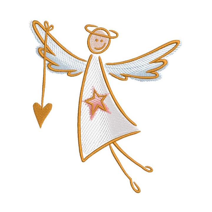 Angel child drawing embroidery design - Embroidery Design
