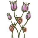 Ladybugs violet flowers embroidery design preview for summer. Filename hint: ladybugs violet flowers embroidery design.