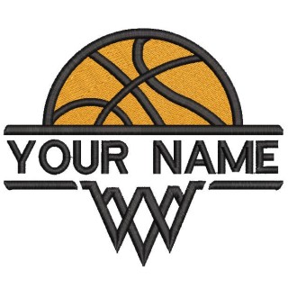 Basketball split monogram embroidery design - Embroidery Design