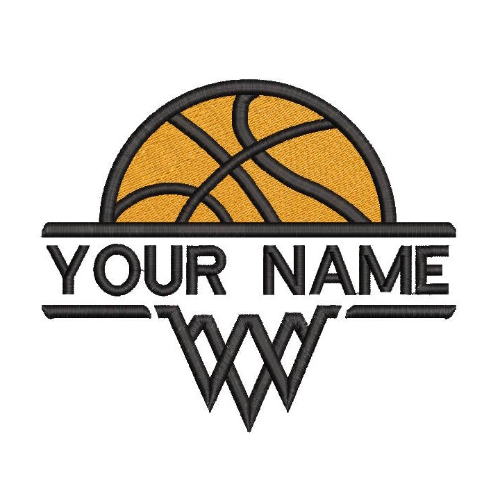 Basketball split monogram embroidery design - Embroidery Design