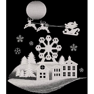 Christmas night over the city embroidery design - Embroidery Design
