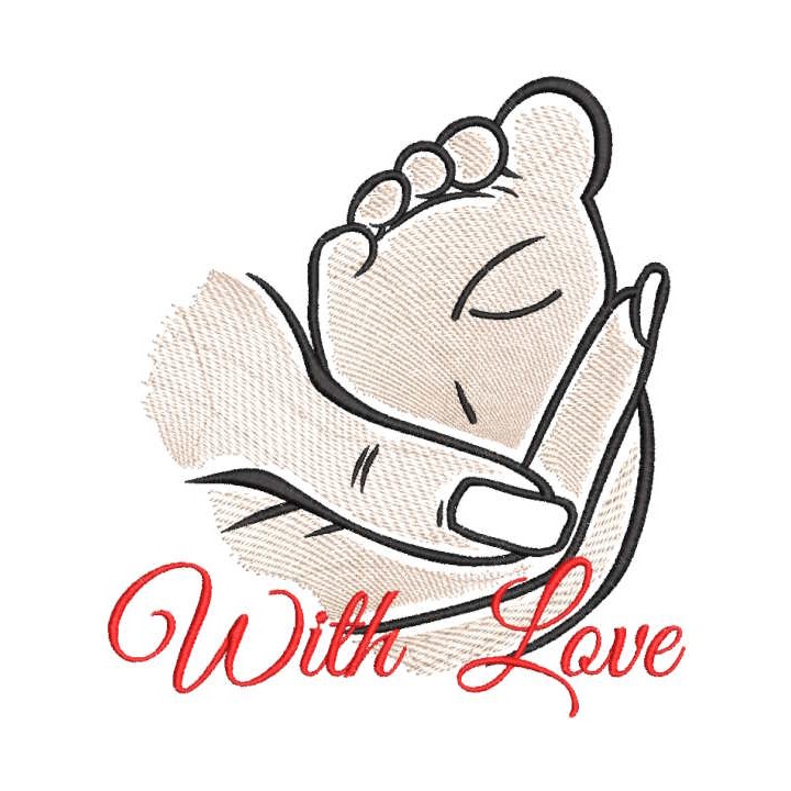 Mother baby with love embroidery design - Embroidery Design