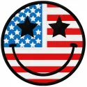 American smile flag embroidery design preview showcasing vibrant colors and detailed stitching.