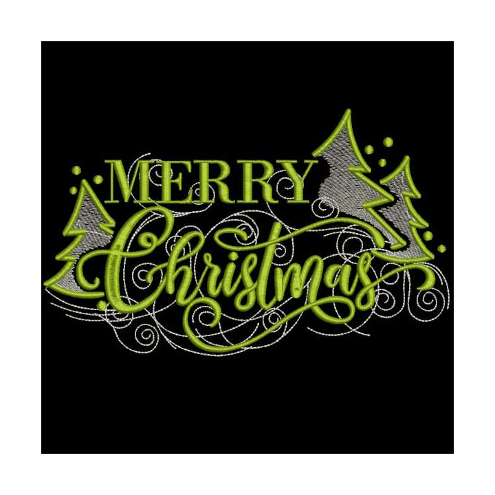 Merry Christmas snowstorm embroidery design - Embroidery Design
