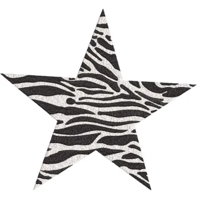 Star zebra embroidery design preview for an ornament. Filename hint: star zebra embroidery design.