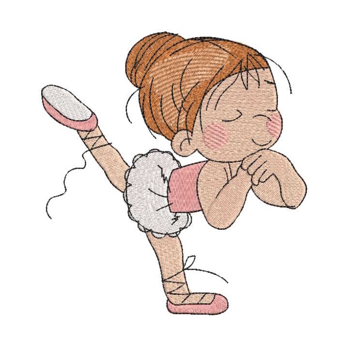 Young ballerina first fouette embroidery design - Embroidery Design