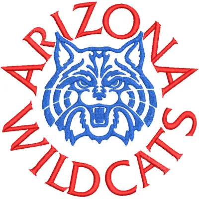 Arizona Wildcats round logo embroidery design preview. Filename hint: arizona wildcats round logo embroidery design.