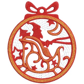 Christmas ball santa claus sleigh embroidery design - Embroidery Design