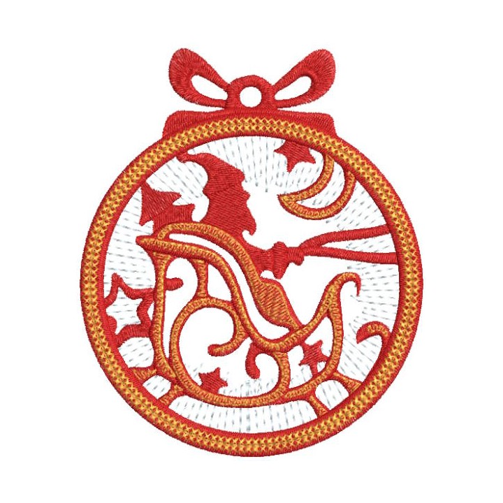 Christmas ball santa claus sleigh embroidery design - Embroidery Design