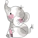 Child elephant embroidery design preview. Filename hint: child elephant embroidery design.