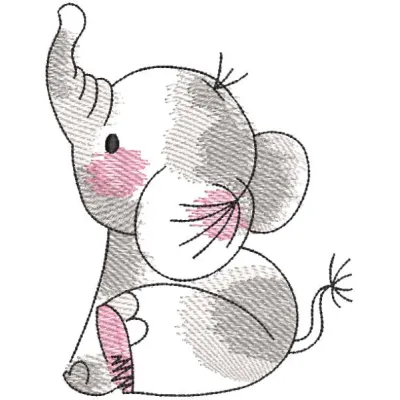 Child elephant embroidery design preview. Filename hint: child elephant embroidery design.