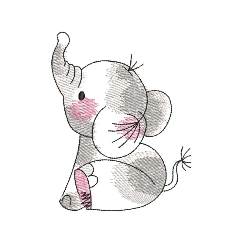 Child elephant embroidery design preview. Filename hint: child elephant embroidery design.