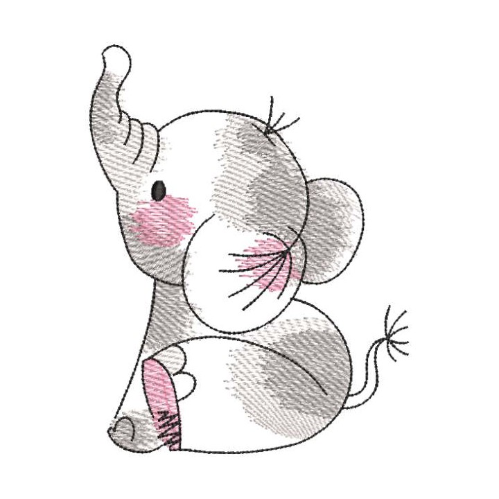 Child elephant embroidery design - Embroidery Design
