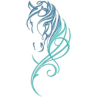 Tribal swirled horse embroidery design - Embroidery Design