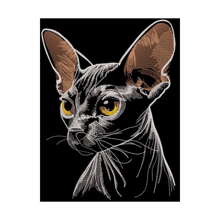 Sphynx cat black background embroidery design - Embroidery Design