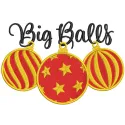 Big balls embroidery design preview for Christmas toy. Showcase of vibrant colors and detailed stitching.