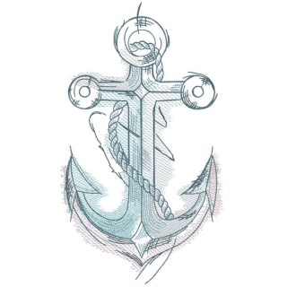 Anchor sketch tattered embroidery design - Embroidery Design