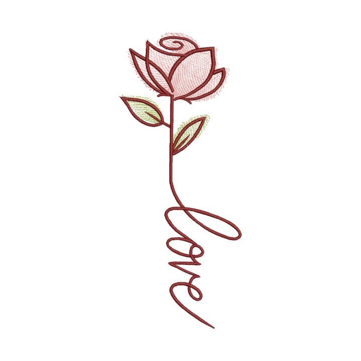 Rose love embroidery design - Embroidery Design