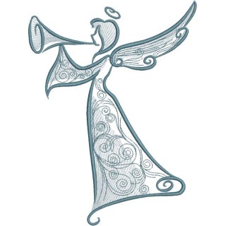 Trumpeting angel with ornament embroidery design - Embroidery Design
