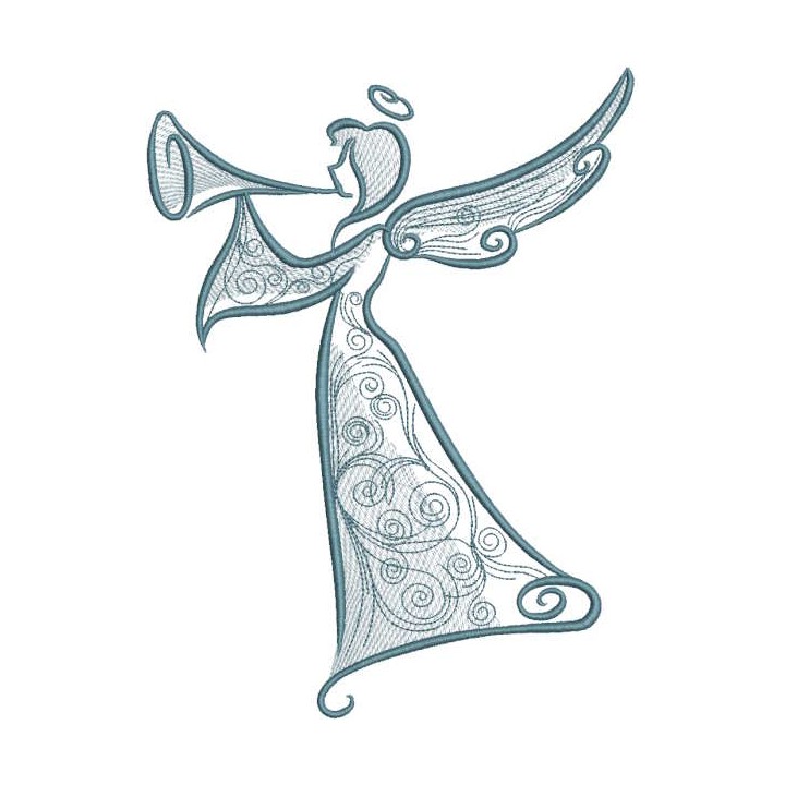 Trumpeting angel with ornament embroidery design - Embroidery Design