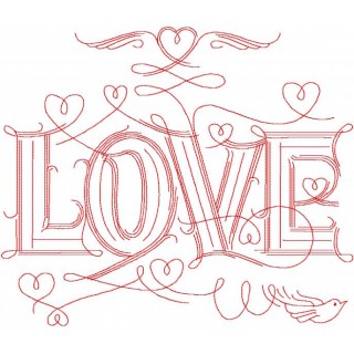 Love lettering embroidery design - Embroidery Design