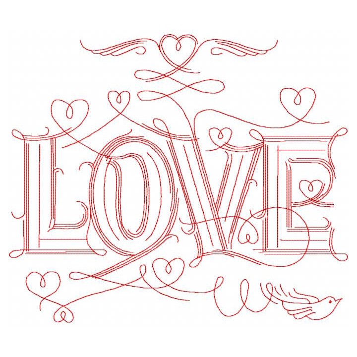 Love lettering embroidery design - Embroidery Design