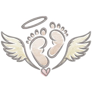Baby Feet Angel Wings embroidery design - Embroidery Design