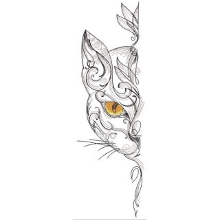 Oriental swirl style cat embroidery design - Embroidery Design