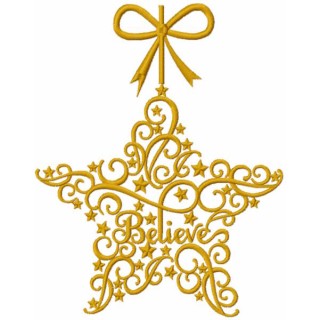 Believe Christmas Star embroidery design - Embroidery Design