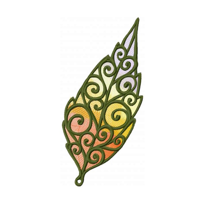 Stained glass leaf embroidery design - Embroidery Design