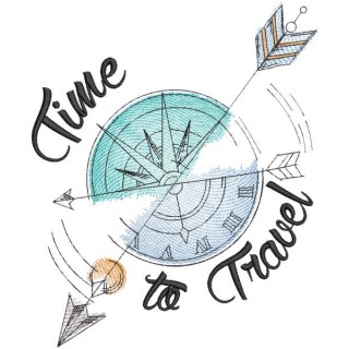 Time to travel compass clock  embroidery design - Embroidery Design
