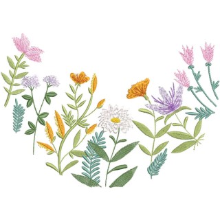 Summer meadow semicircle embroidery design - Embroidery Design